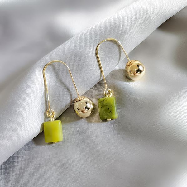 

dominated 2020 vintage style creative metal ball contracted temperament resin joker women drop earrings jewelry new, Silver