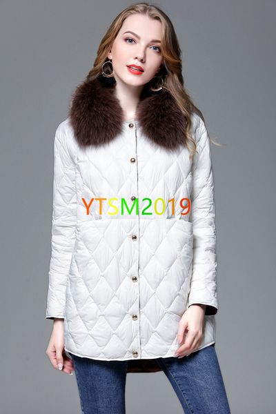 

women's down jacket with fox fur collar down wear windbreaker white duck down coat outdoor warm feather, Black