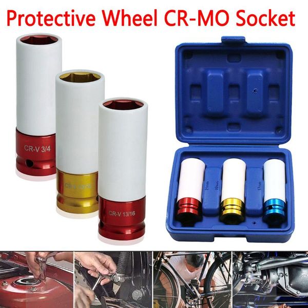 

17/19/21mm pneumatic tyre protection sleeve colorful steam sleeve auto repair hardware tool + case 3pcs/set