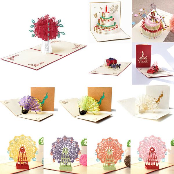 

new fashion 3d love heart card anniversary valentine wedding up greeting card