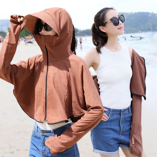 

sun-proof clothing female new summer uv protection sunscreen shirt breathable sunscreen shawl thin sun-protective clothing hat, Blue;gray