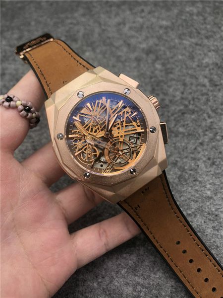 

men quartz watch multifunctional fashion reloj de lujo stainless steel dial leather strap automatic date mens sports watch