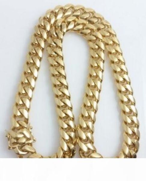 

men yellow gold stainless steel 14mm 24" miami cuban curb chain necklace, Silver