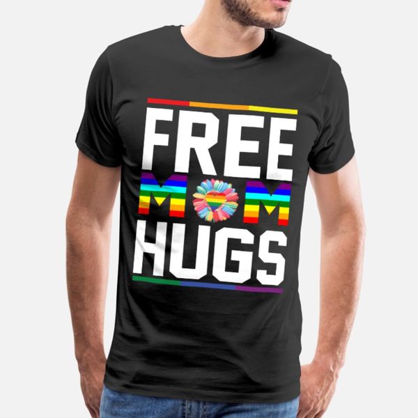 

mom hugs lgbt pride t shirt men printing cotton round collar standard famous humor summer style pictures shirt