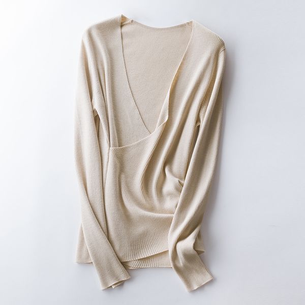 

fitted wool blends wrap over pullover sweater for ladies ,l, White;black