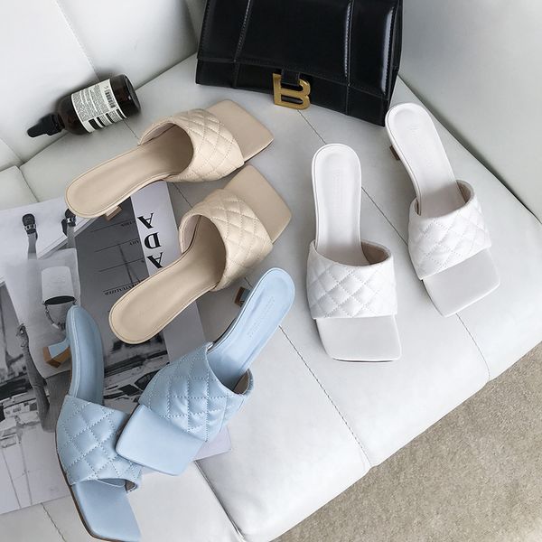 

summer women mules design slippers sandals square sole slides high heel 4cm women shoes summer woman size 41 42, Black