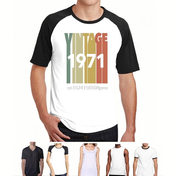 

funny men t shirt women novelty tshirt vintage retro made in 1971 t-shirt 47th birthday gift cool t-shirt
