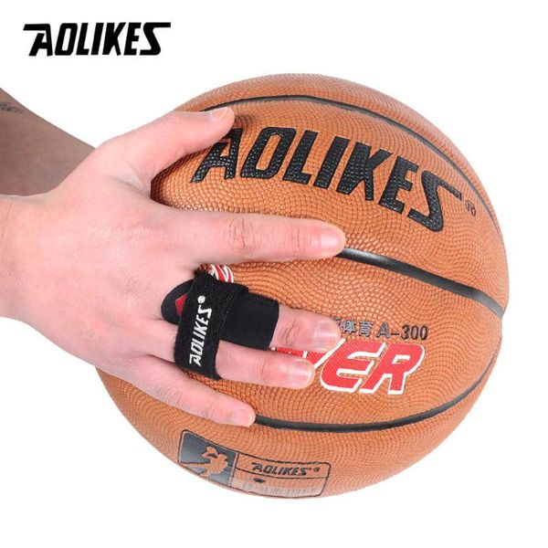 

aolikes 1pcs black finger protector fitness wristbands wraps guard support basketball sport, Black;red
