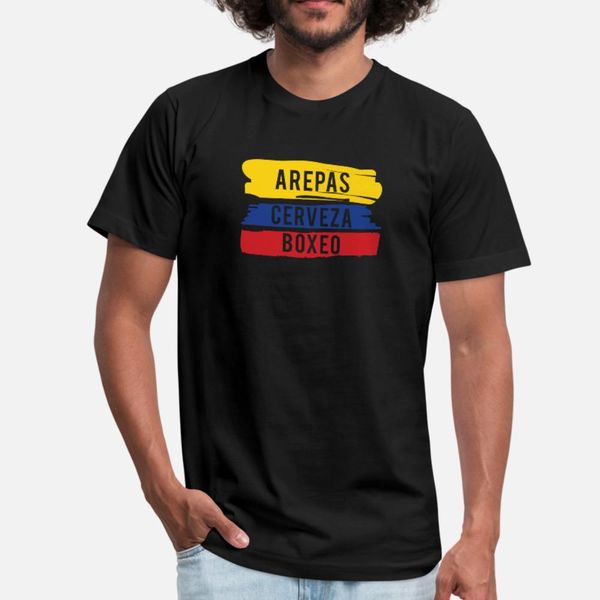 

arepas cerveza boxeo design colombian flag boxing t shirt men customize cotton round neck gents fitness breathable summer style formal