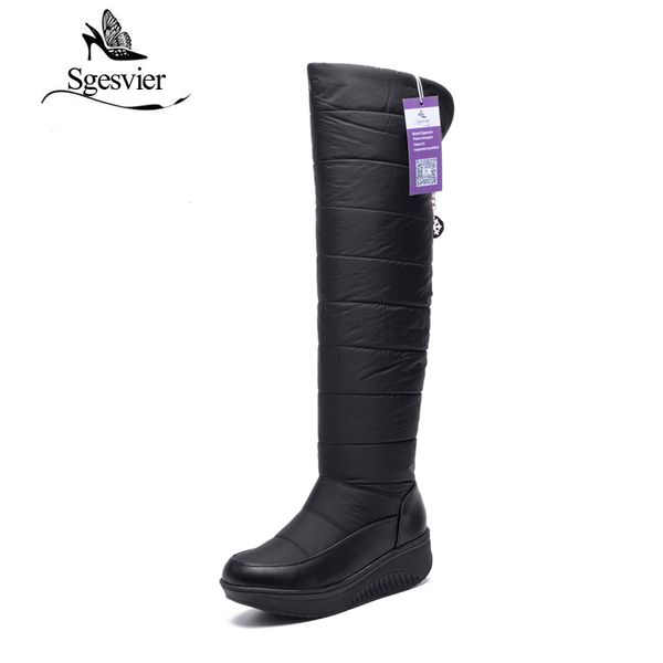 

sgesvier over-the-knee women snow boots winter waterproof long boots space cotton warm plush thick heel black women shoes ox127
