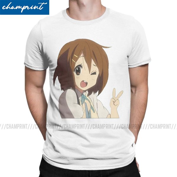 

yui hirasawa k-on t-shirts for men japan music anime unique pure cotton tees crewneck short sleeve t shirt printing clothes