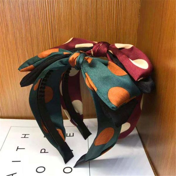 

women girl headbands hairband wide solid dot bow knot korean vintage sweet hair accessories head wear wholesale fashion new