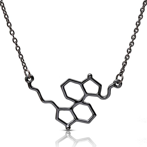 

black color pendant necklace geometric square structure chemical element molecular particle for woman alloy jewelry necklace, Silver