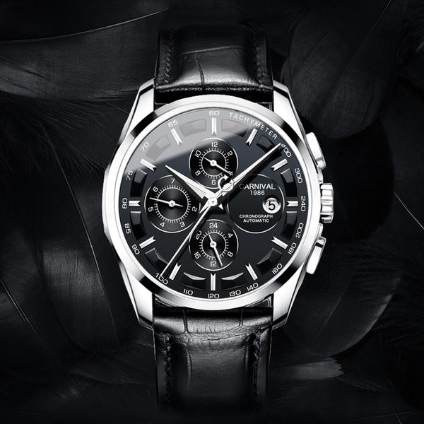 

wristwatches karneval armbanduhr fÃ¼r mÃ¤nner automatische selbst-wind , komplette kalender, monate, stunden wasserdicht luxury herren uhren, Slivery;brown