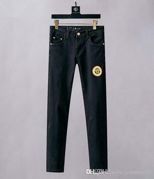 

luxury designer mens jeans new denim fashion simple medusa brand pants classic mens jean motorcycle bike jeans high street designer pant, Blue