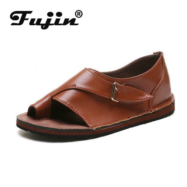 

fujin large size sandals women's 2020 new style slides breathable causal retro solid color fashion flat bottom sandals women, Black