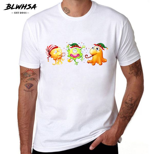 

blwhsa christmas pet printing t shirt men fashion short sleeve round neck summer cartoon hip hop t-shirt men tees