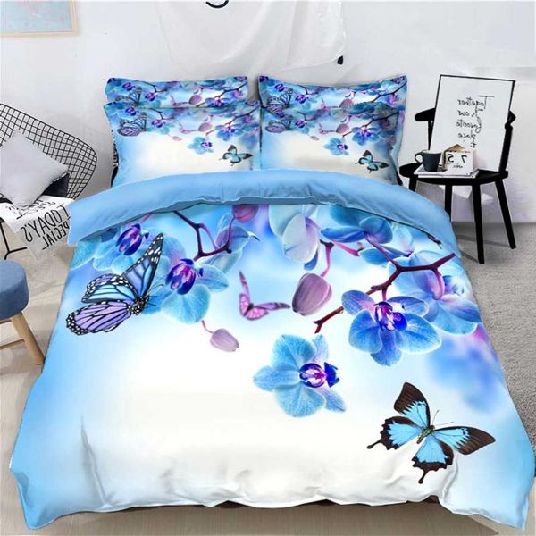 

wostar king size bedding set bed linen bed sheet duvet cover pillowcase home textiles luxury bedding set blue butterfly flower