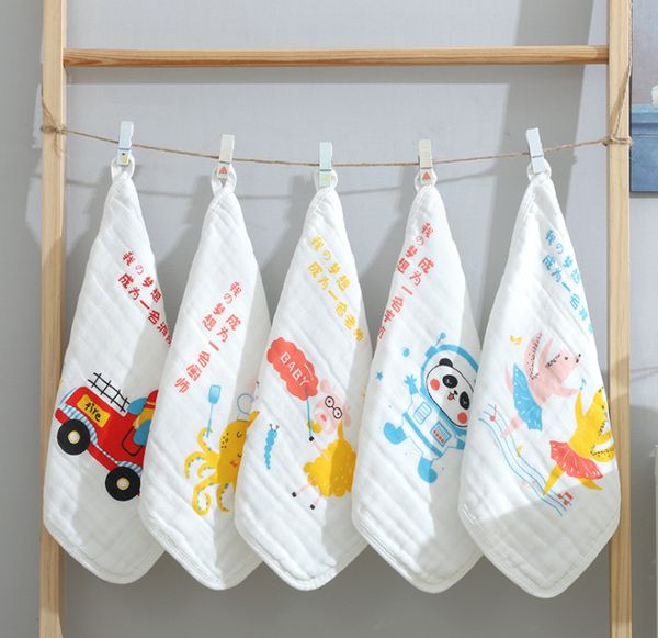 

the latest model 1 pack = 5 pieces, 30x30cm size six-layer gauze printed square scarf, cotton gauze baby towel, saliva towel