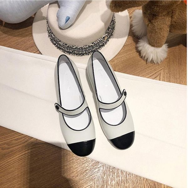 

full genuine leather round toe thick heel low-heeled mary jane shoes slip-on loafers women middle heels 35-40, Black