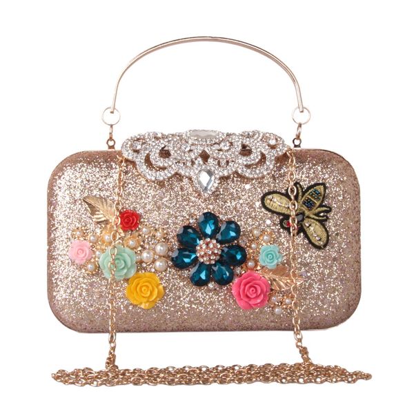 

evening bags luxury crystal flower handbags rhinestone women designer 2021 pearl long chain butterfly party purse small shoulder