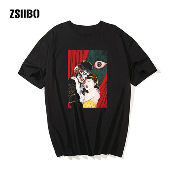 

eyeball lick suehiro maruo cult japan anime manga horror t shirt men guro junji ito male t-shirt funny tees streetwear