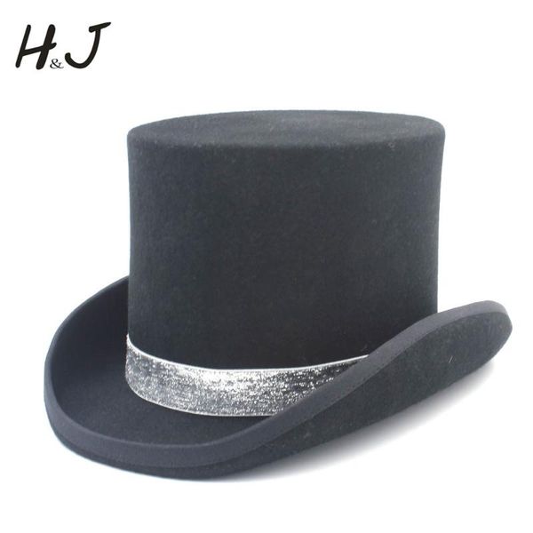 

4 size 100% wool black women men hat for magician steampunk fodora sam beaver party dad hat bling sequin ribbon, Blue;gray