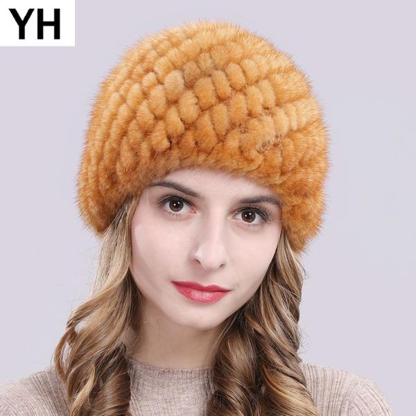 

2020 fashion winter women genuine real hat real beanies caps warm soft knitted cotton lining cap, Blue;gray