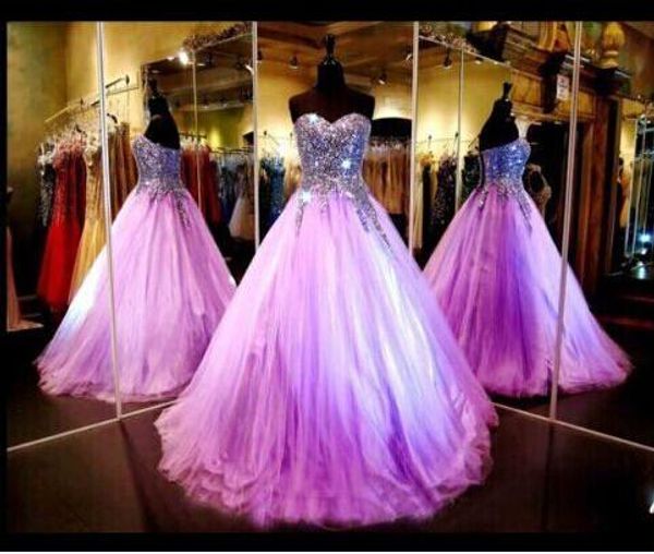 

2017 Light Purple Quinceanera Dresses Bling Sexy Strapless Sequin Ball Gown Full Length Formal Evening Gowns Prom Gowns BO9261