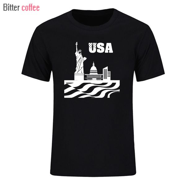 

bitter coffee summer new short sleeve o neck fashion usa flag printed t shirt cotton short sleeve t-shirts