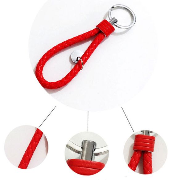 

creative simple pure handmade woven leather rope key chain, customized logo wholesale souvenir key ring