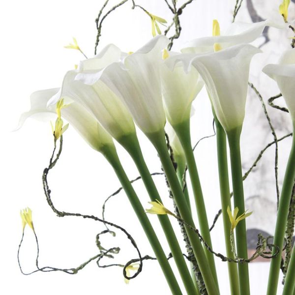 

large calla lily branch real touch pu white artificial flowers for wedding decoration bridal flores artificiais