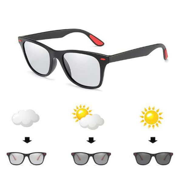 

pchromic sunglasses men polarized change color sun glasses day and night vision driving goggles uv400 gafas de sol hombre, White;black
