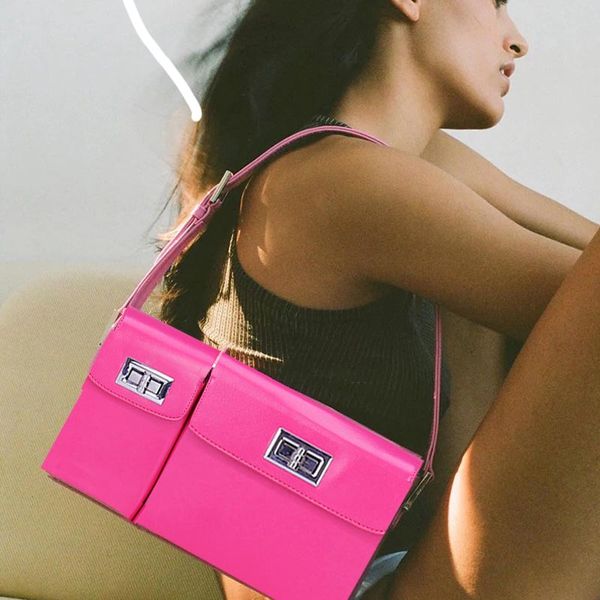

2020 new retro women shoulder bags designer double lock double bag armpit bag ladies patent leather handbags and purse crossbody