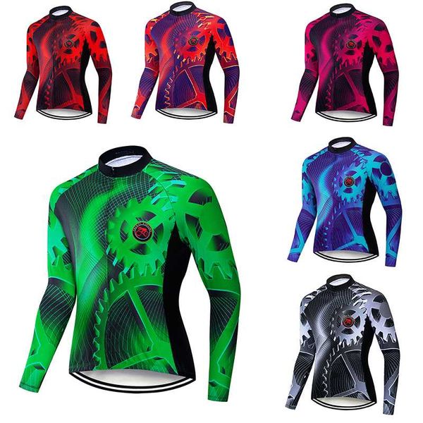 

racing jackets teleyi 2021 autumn spring road cycling jersey mans long sleeve mountain bicycle clothing maillot ropa ciclismo hombre, Black;red