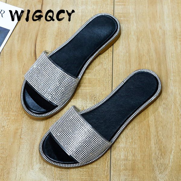 

women summer sandals bling slippers women slides flip flops flats sandals jelly shoes outdoor beach ladies slides plus size 43, Black