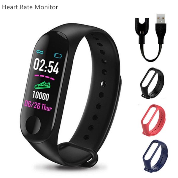 

m3plus smart band fitness tracker watch sport bracelet heart rate smart watch 90mah battery smartband monitor health wristba