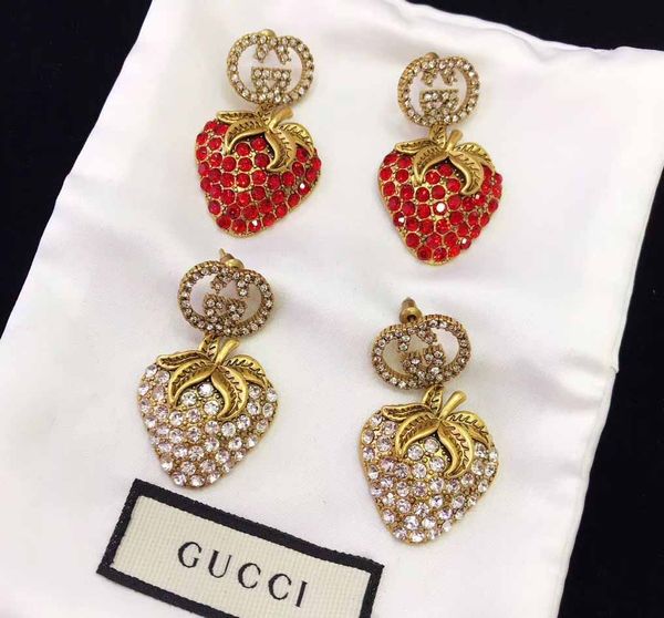 

luxury quality strawberry shape stud earring with diamond for women jewelry match ps5624a, Golden