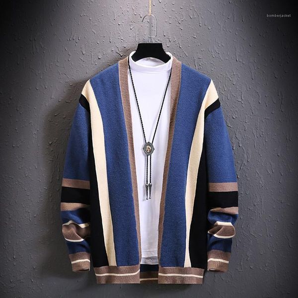 

sweaters long sleeve regular knit cardigan casual contrast color apparel mens colored wool clothing mens designer striped, White;black