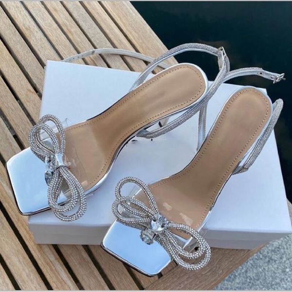 

bling rhinestone sandals women high heel sandalias mujer 2020 crystal bow sandale talon femme sliver summer sandals shoes women, Black
