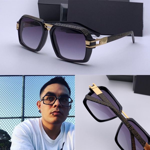 

new popular men german design sunglasses 6004 square retro punk printed frame sunglasses fashion simple design style with case, White;black