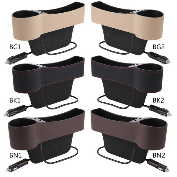 

universal car seat ga p filler console side pocket storage box dual usb charger cup holder w91f