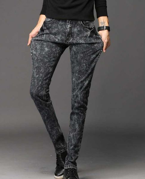 

autumn male black jeans male slim elastic casual skinny, Blue