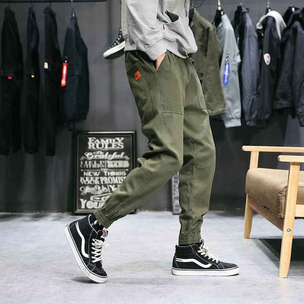 

men harem pants joggers 2020 new hip hop pants men elastic waistline loose little feet sweatpants trousers tactical, Black