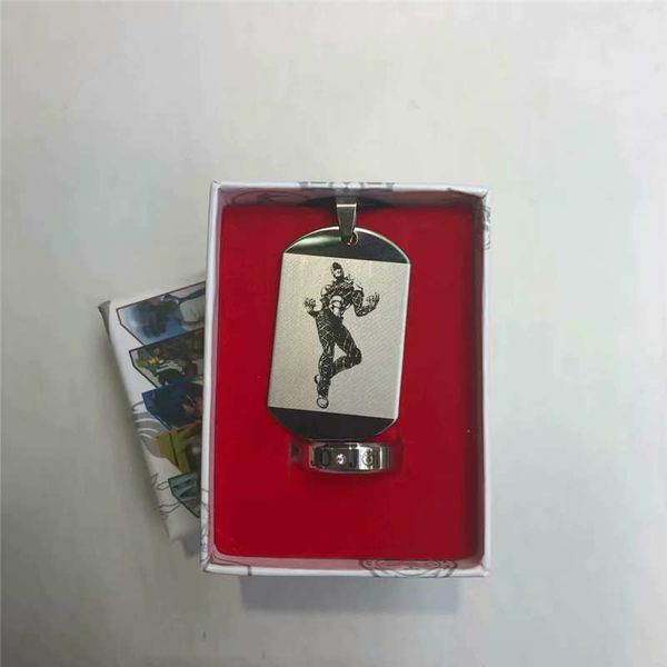 

wholesale anime jojos bizarre adventure periphery necklace cosplay set stainless steel army card set jewelry accessories, Silver