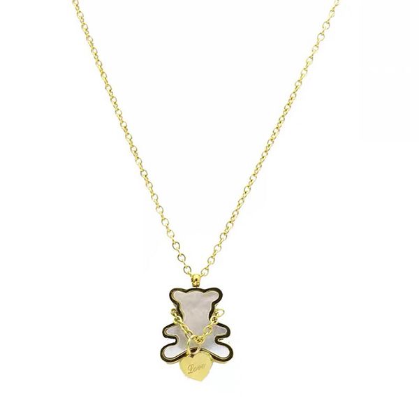 

2020 korea dongdaemun shell bear ins titanium steel necklace female clavicle chain peach heart love does not fade, Silver