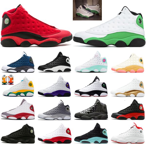 

2020 hyper royal 13 13s jumpman basketball shoes aurora green flint what is love reverse he got game mens trainers sports sneakers, Black