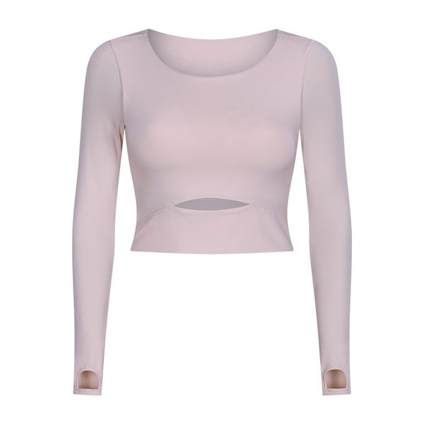 

luyogasports lu-01 yoga sports bra women gym fitness clothes long-sleeved t-shirt paddeds half length running slim athletic workout top, Gray