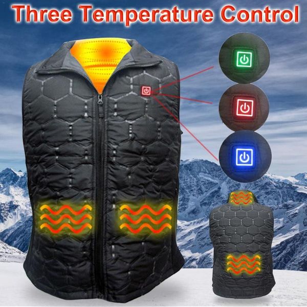 

outdoor t-shirts upgraded usb electric infrared heating vest jacket winter carbon fiber thermal clothing waistcoat pad 4, Gray;blue