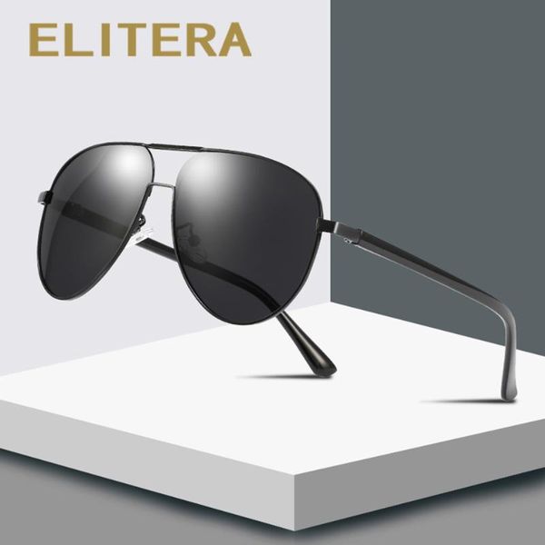 

elitera new design alloy frame polarized sunglasses for men double beam uv400 protection, White;black
